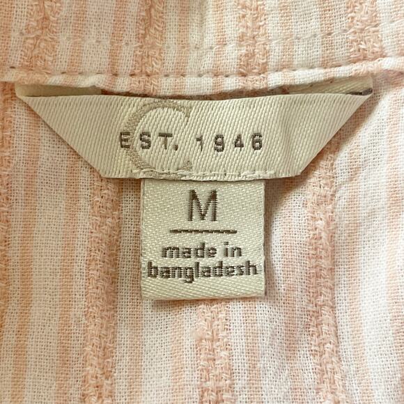 C EST 1946 Pink & White Striped Tiered Shirt Dress Tunic MEDIUM Cottage Bohemian - Picture 7 of 9